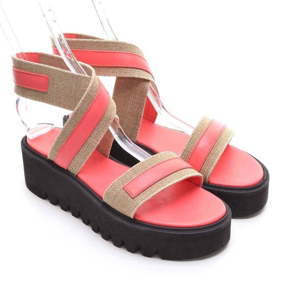 TANK Steiger Zoya Coral Ankle Wrap Platform Sandals 38 New